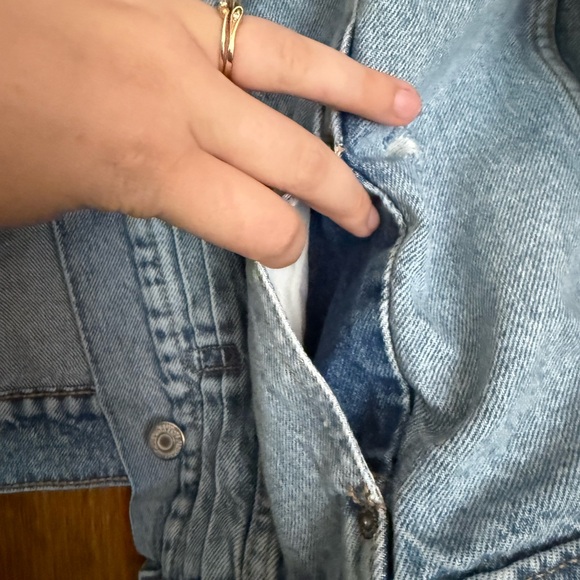 Old Navy Light Blue Denim Jacket Distressed - Picture 5 of 6